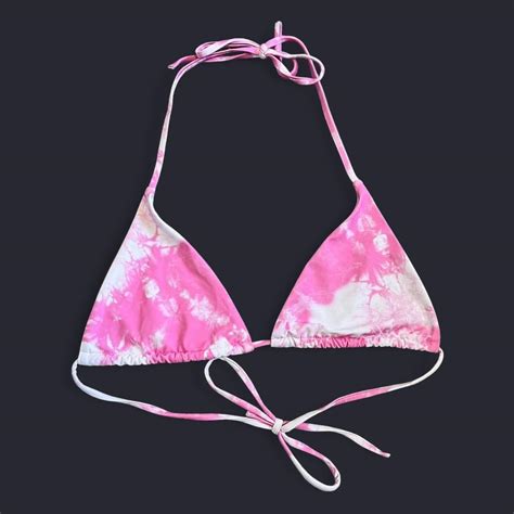 Pink And White Tie Dye Bikini Top Thrifted W No Depop