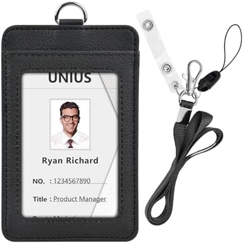 Amazon PU Leather Badge Holder Unius ID Badge Holder With 2