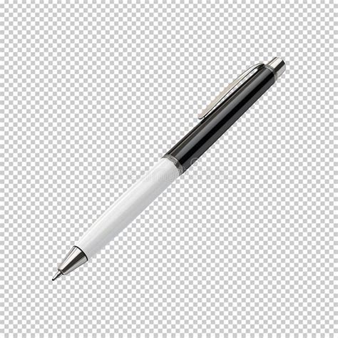 A Black And White Ballpoint Pen Isolated On Transparent Background