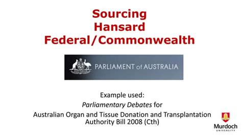 Hansard (Parliamentary Debates) (WA) by Speaker | PPT