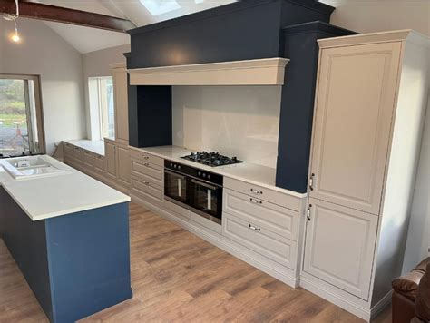 Stiffkey Blue Light Grey Painted Kitchen With Overemantle