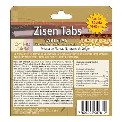 Tabletas Vigorizantes The Sensual Tea Zisen Tabs Para Hombre Y Mujer