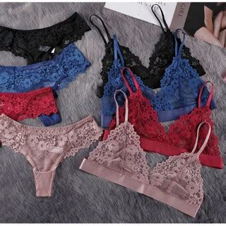 2pcs Women Lingerie Set Bra Panties Underwear Set Floral Bralette Bra G String Thong Set Pajamas