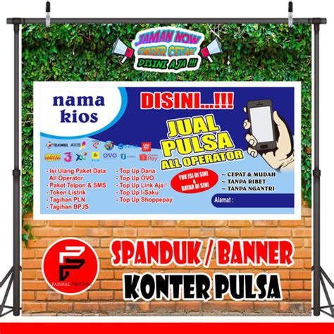 Jual Spanduk Banner Konter Pulsa Kios Kuota Ukuran 2 X 1 Meter Kab