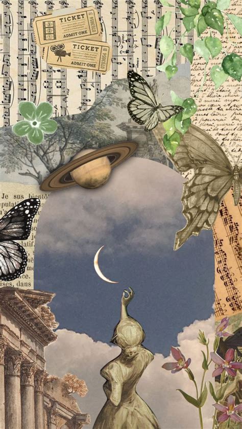 Aesthetic Collage Moodboard Butterfly Academia Vintage Art