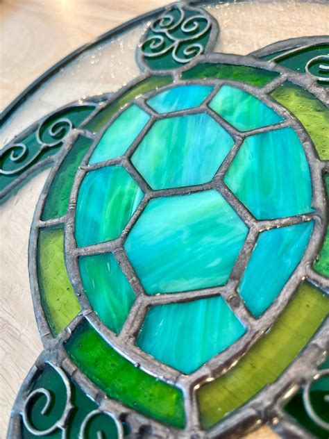 Stained Glass Sea Turtle Suncatcher Etsy