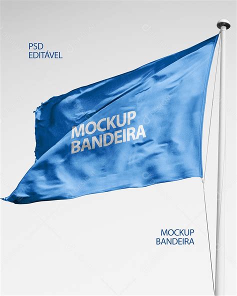 Mockup Bandeira Azul Psd Editável Download Designi