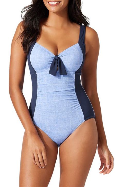 Tommy Bahama Island Cays Colorblock One Piece Swimsuit Indigo Tide