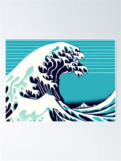 Vaporwave Aesthetic Great Wave Off Kanagawa Sticker Poster For Sale