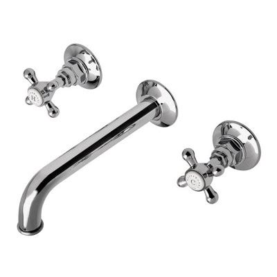 Highgate Low Profile Three Hole Wall Mounted Lavatory Faucet With Metal