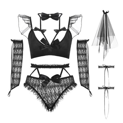 Violet Set Lingerie Renda Gaun Pengantin Wanita Cosplay Transparan Lazada Indonesia