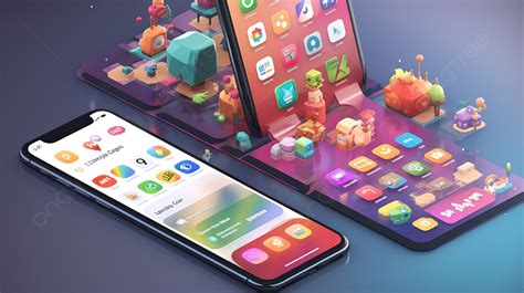 Set Of Iphone And Android Smartphones Surrounded By Various Icons