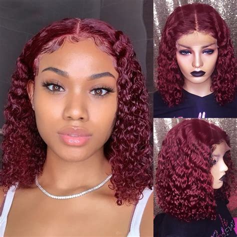 Amazon OLFORY 99 J Burgundy Curly Human Hair Wigs For Black Women