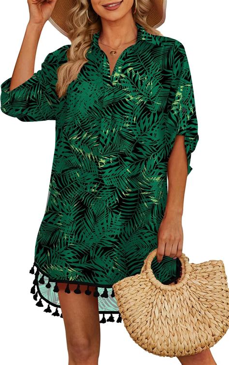 Yincro Women Swimsuit Cover Up Shirt Tassel Beach Bathing Suit For Swimwear Bikini Dress At