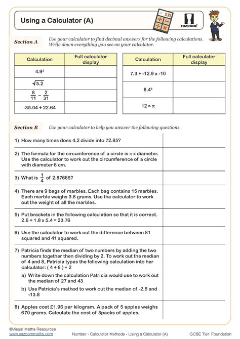 Using A Calculator A Worksheet Printable Maths Worksheets