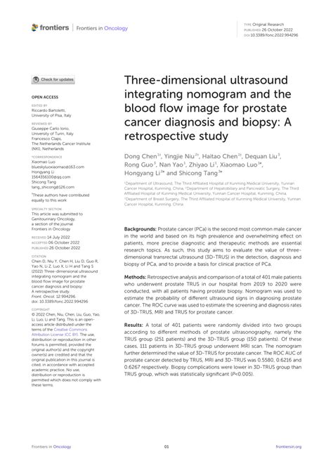 Pdf Three Dimensional Ultrasound Integrating Nomogram And The Blood