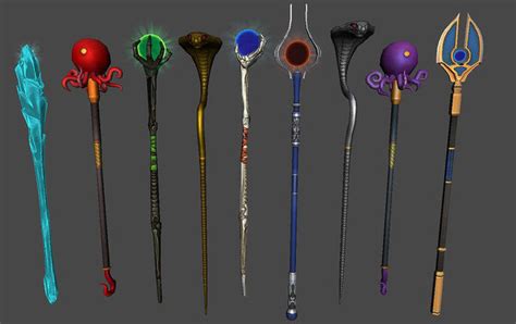 D Model Magic Staff Bundle Vr Ar Low Poly Cgtrader