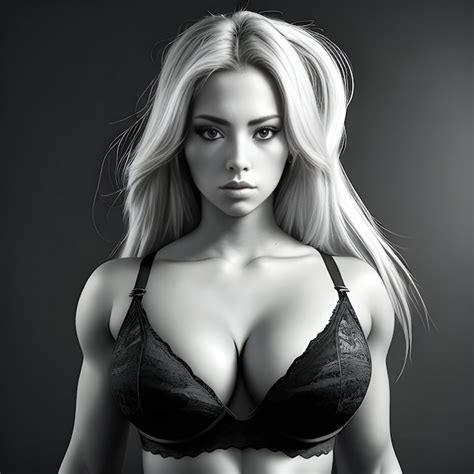 Premium Photo Black And White Portrait Of A Beautiful Blonde Woman In Black Lingerie