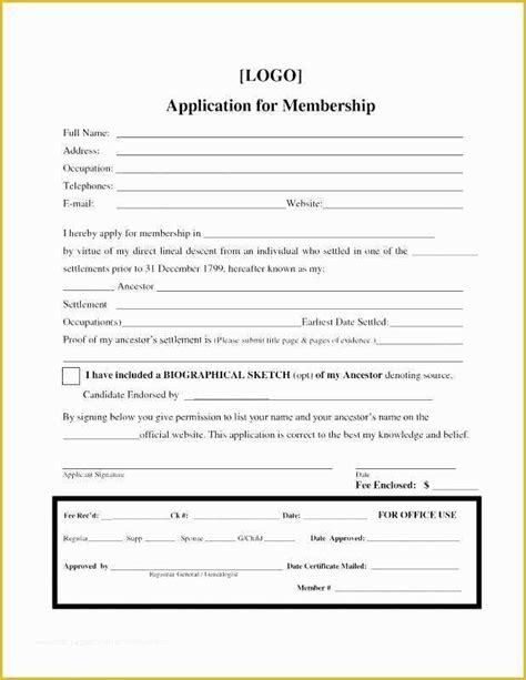 Membership Registration Form Templates Free Of Social Club Membership