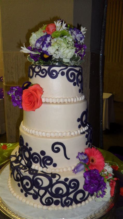 Purple Swirls Wedding Cake - CakeCentral.com