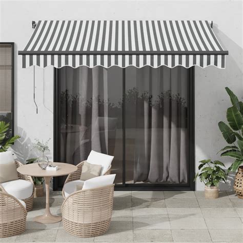 Автоматично прибираща се тента, антрацит и бял, 300x250 см 3310225 ...