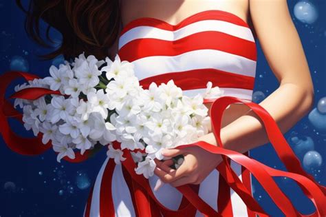 Premium Photo Tropical Bliss A Radiant Figure Adorned In A White Bikini Graced By A Vibrant