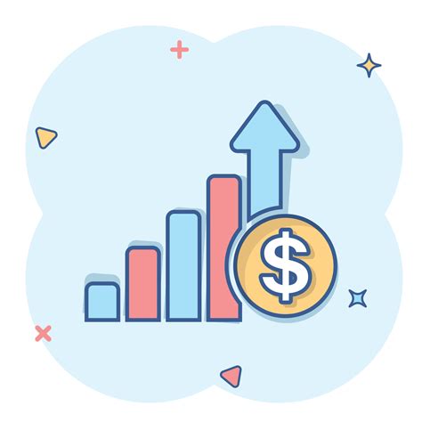 Growth Arrow Icon In Comic Style Revenue Cartoon Vector Illustration