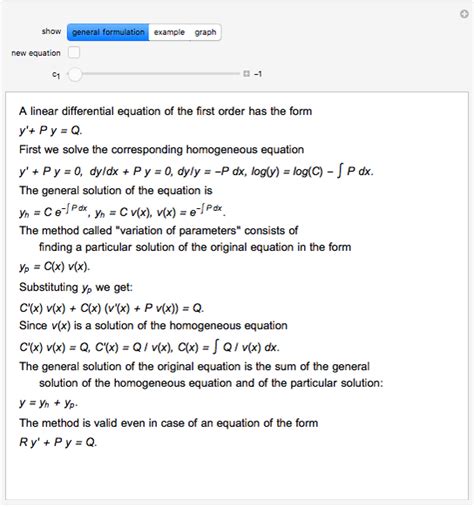 Linear First-Order Differential Equation - Wolfram Demonstrations Project