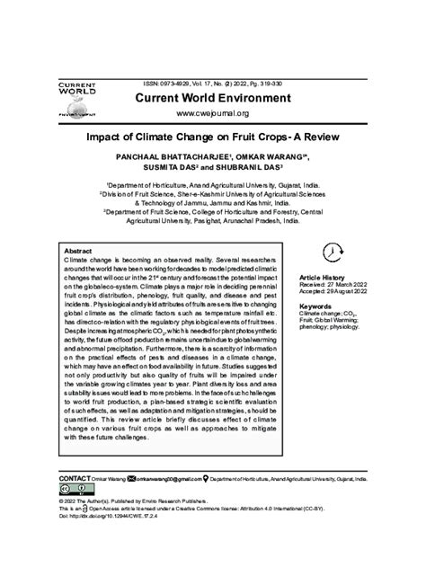 (PDF) Impact of Climate Change on Fruit Crops- A Review | Omkar Warang ...