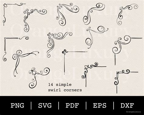 Ornamental Svg Corner Svg Swirl Svg Decorative Corner Flourish Svg