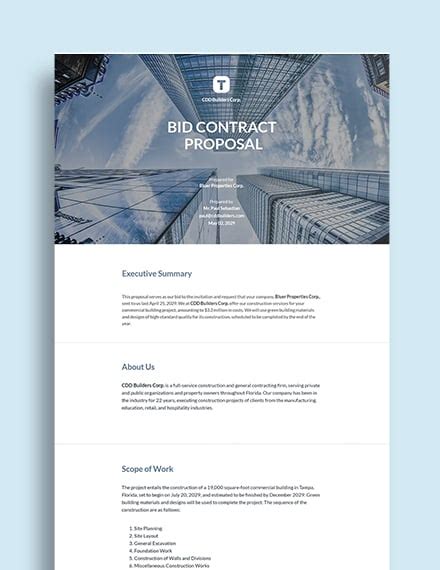 Free Bid Proposal Templates Microsoft Word Doc Template Net