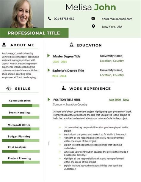 Modern Professional CV Resume Template With Photo Cover Letter And