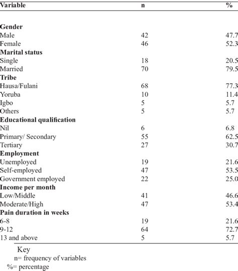 Participants Socio Demographic Characteristics Download Table