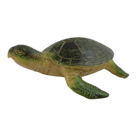 Green Sea Turtle On Pink Coral Figurine Marine Life And Coastal Decor