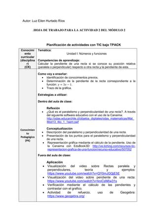 Hoja De Trabajo Planificando Con Tic Luz Hurtado Pdf