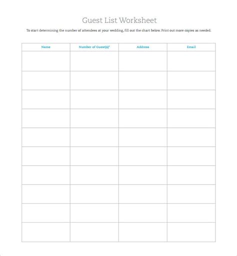 Free 6 Wedding Guest List Samples In Pdf Ms Word