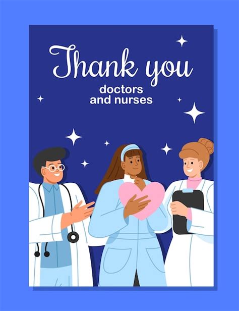 Premium Vector Thank You Doctors Postcard Vector