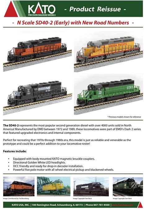 N SD40 2 Early Announcement Sheet 1 N Scale Model Trains Fifer