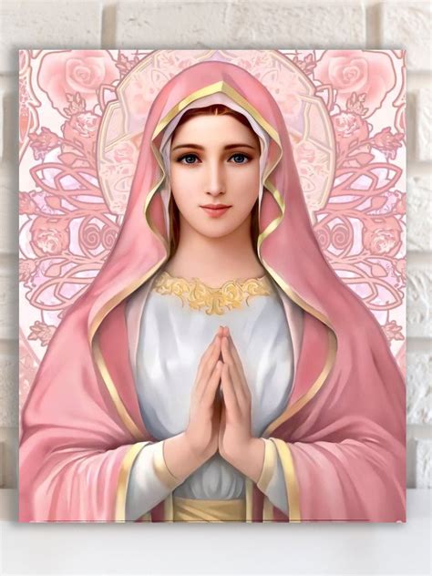 Virgin Mary Art Mary Wall Art Catholic Canvas Art Blessed Etsy