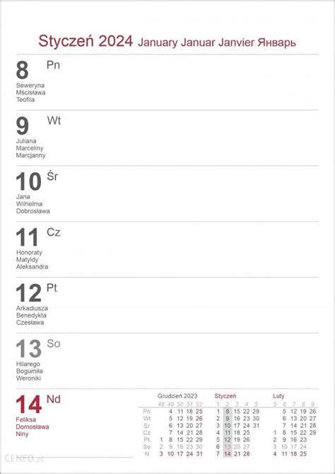 Kalendarz 2024 Stojący Tygodniowy Na Biurko Ceny i opinie Ceneo pl