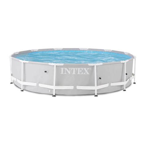 Intex 12ft X 30in Prism Metal Frame Above Ground Round Swimming Pool And Canopy Vminnovations