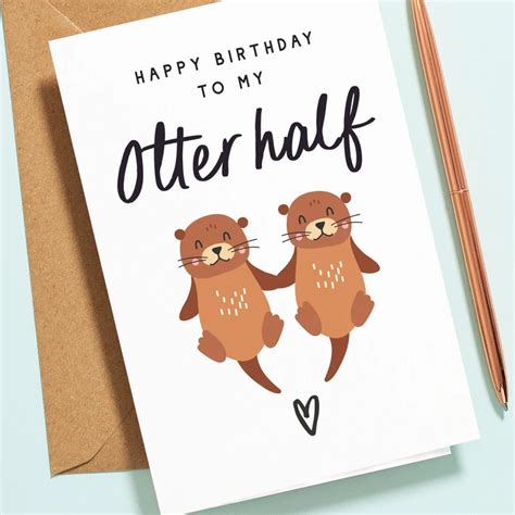 Funny Birthday Card Happy Birthday To My Otter Half Cute Etsy