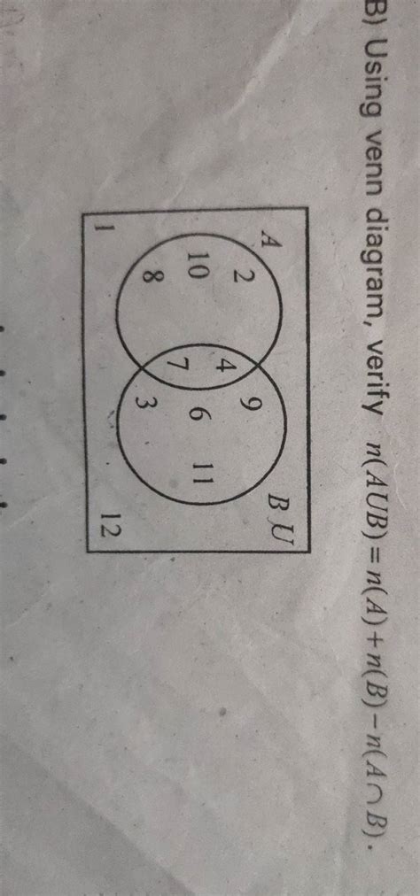 B Using Venn Diagram Verify Naubnanb−na∩b Filo