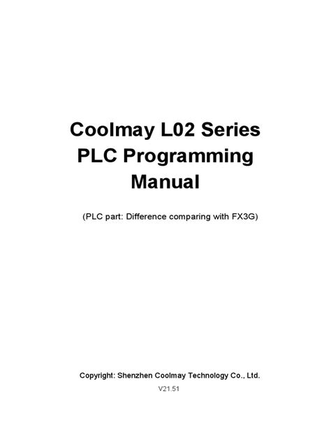Coolmay L02 Series PLC Progarmming Manual V21.51 | Download Free PDF ...