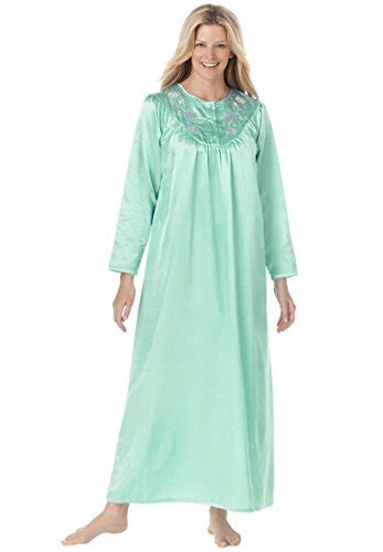 Only Necessities Womens Plus Size Brushed Back Satin Night Gown Sea