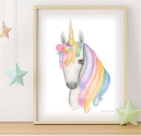 Rainbow Unicorn art print. Print of my original watercolor painting ...