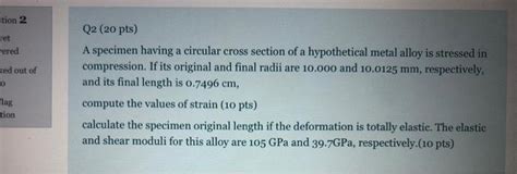 Solved Stion 2 Et Wered Ked Out Of 0 Q2 20 Pts A Specimen Chegg