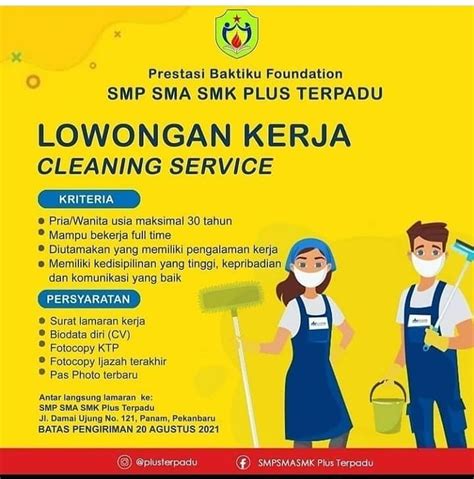 Lowongan Kerja Cleaning Service Smp Sma Smk Plus Terpadu Karir Riau