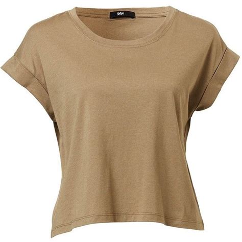 Crop Tee 20 Liked On Polyvore Featuring Tops T Shirts Beige Crop Top Crew Neck T Shirt