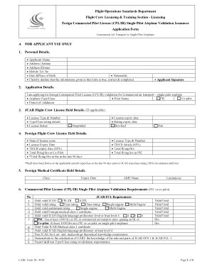 Fillable Online Carc Gov Flight Crew Licensing Training Section